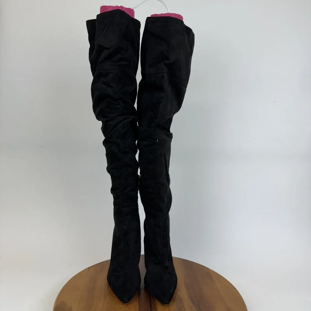 Womens Jessica Simpson Ladee‎ Black Faux Suede Scrunch Over The Knee Boots Sz 10